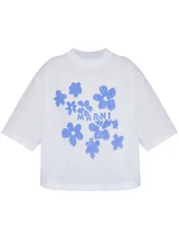 Marni: Футболка с растительным принтом 