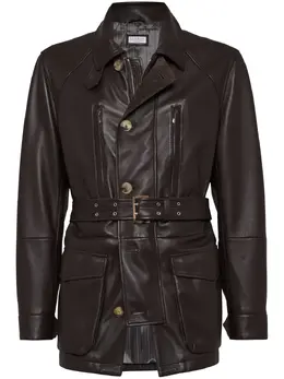 Brunello Cucinelli: Кожаный пуховик 