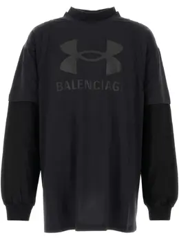 Balenciaga: Чёрная футболка 