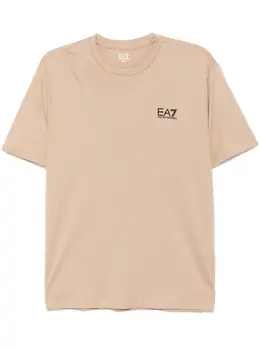 Ea7 Emporio Armani: Бежевая футболка 