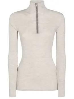 Brunello Cucinelli: Белый свитер  Monili