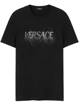 Versace: Футболка со стразами 