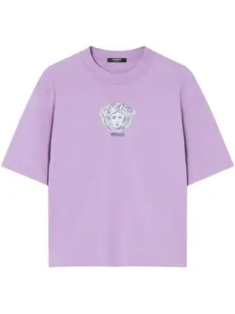 Versace: Фиолетовая футболка  Medusa