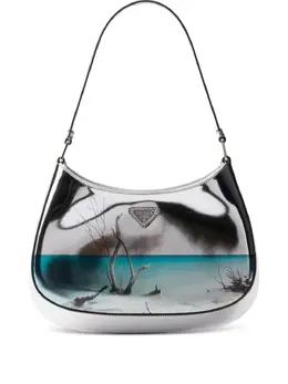 Prada: Серебристая сумка 