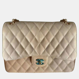 Chanel: Бежевая сумка 