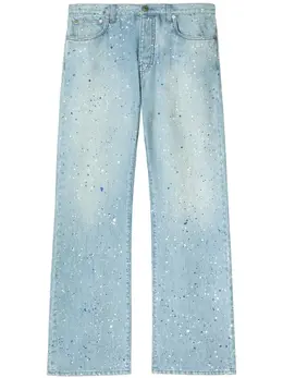 Off-White: Голубые джинсы  Splatter