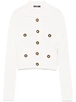 Balmain: Белый кардиган 