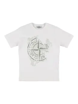 STONE ISLAND JUNIOR: Хлопковая футболка 