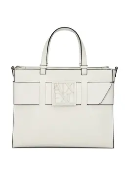 Armani Exchange: Белая сумка-шоппер 