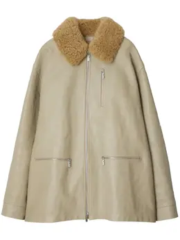 Burberry: Кожаное пальто 