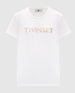 Twinset: Бежевая футболка 