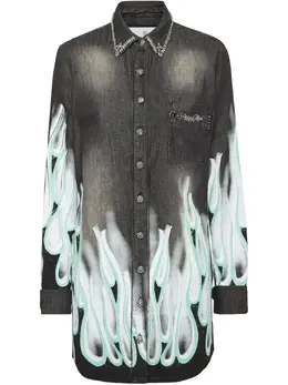 Philipp Plein: Джинсовая рубашка  Flame