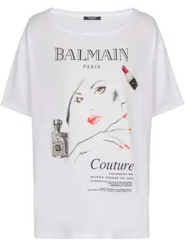 Balmain: Белая футболка 