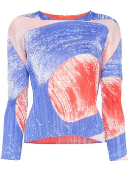 Pleats Please Issey Miyake: Голубой топ 