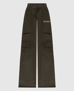 Off-White: Зелёные брюки 