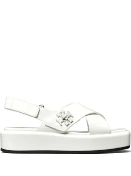 Tory Burch: Белые сандалии 