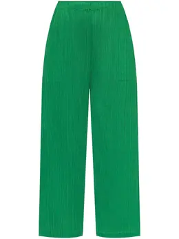 Pleats Please Issey Miyake: Зелёные брюки 