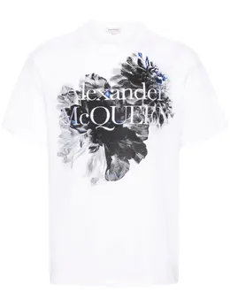 Alexander McQueen: Футболка с цветочным принтом 