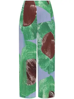 Pleats Please Issey Miyake: Зелёные брюки 