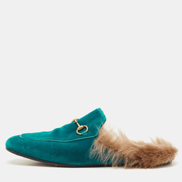 Gucci: Голубые сабо  Princetown