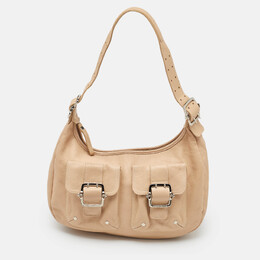 Longchamp: Бежевая сумка 