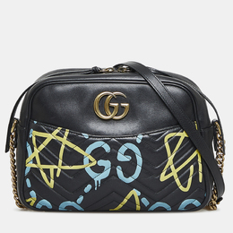Gucci: Чёрная сумка  GG Marmont
