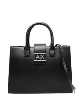 Armani Exchange: Чёрная сумка-шоппер 