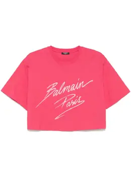 Balmain: Розовая футболка 