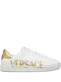 Versace: Белые кроссовки  Greca