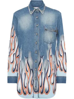 Philipp Plein: Джинсовая рубашка  Flame