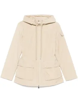 Moncler: Бежевый пуховик 