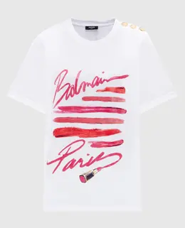 Balmain: Белая футболка 