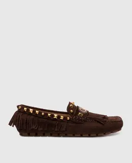 Valentino: Коричневі мокасини  Rockstud