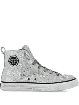 Philipp Plein: Серебристые кроссовки  Hexagon