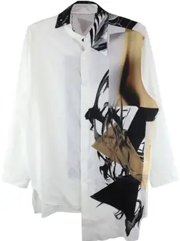 Yohji Yamamoto: Рубашка с абстрактным принтом 