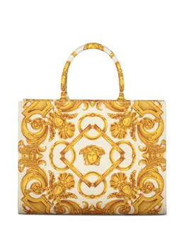 Versace: Бежевая сумка-шоппер  Barocco