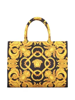 Versace: Чёрная сумка-шоппер  Barocco