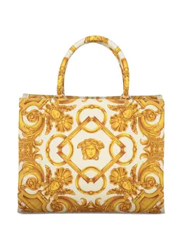 Versace: Бежевая сумка-шоппер  Barocco