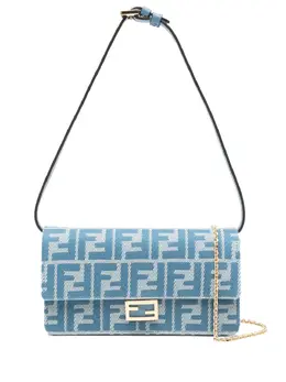 FENDI: Голубая сумка через плечо  Baguette