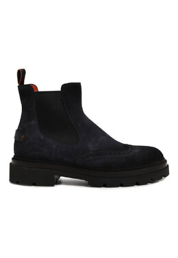 Santoni: Синие ботинки 