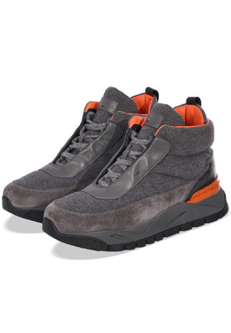 Santoni: Серые кроссовки 