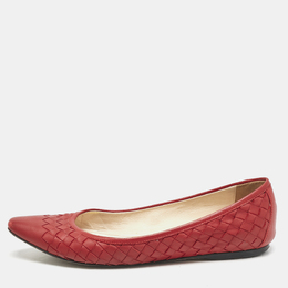 Bottega Veneta: Красные балетки  Intrecciato