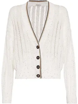 Brunello Cucinelli: Белый кардиган  Monili