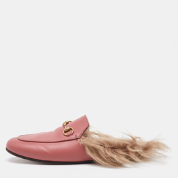 Gucci: Розовые сабо  Princetown