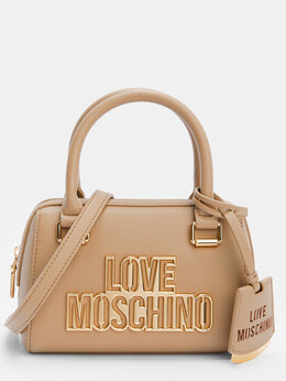 Love Moschino: Бежевая спортивная сумка 