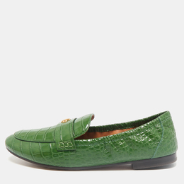 Tory Burch: Зелёные мокасины 