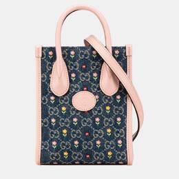 Gucci: Голубая сумка-шоппер  Interlocking G