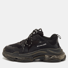 Balenciaga: Чёрные кроссовки  Triple S