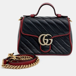 Gucci: Чёрная сумка на руку  GG Marmont