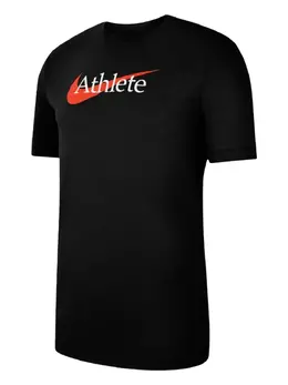 Nike: Чёрная футболка  Dri-FIT Swoosh
